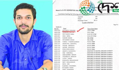 ডিব্ৰুগড় বিশ্ববিদ্যালয়ৰ আজি ঘোষিত হোৱা স্নাতকোত্তৰ পৰীক্ষাত বোকাখাতৰ ঋত্বিক পৰাশৰৰ প্ৰথম শ্ৰেণীৰ প্ৰথম স্থান লাভ  :